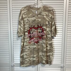 Live and Tell Bad Guy Problematic Goth Y2K Graphic Camo T-shirt Women 2XL